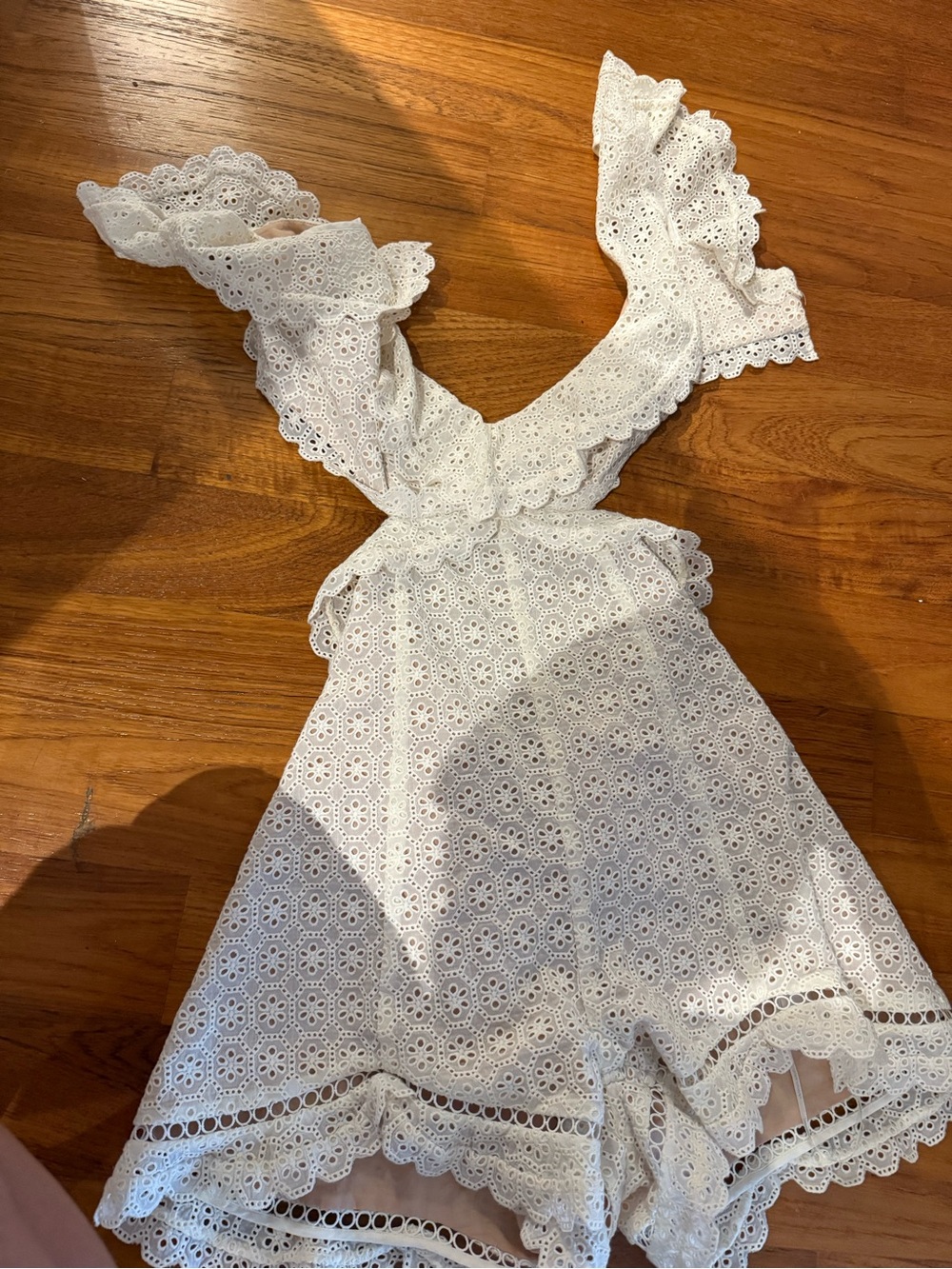 JASPER HONEYCOMB ROMPER Zimmermann White Eyelet Romper - Picture 6 of 8